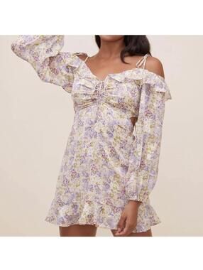 ASTR The Label Floral Puff Sleeve Mini Dress Size S